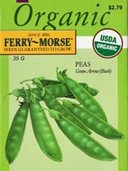 Ferry-Morse 3201 Organic Pea Seeds, Green Arrow Snow Peas (35 Gram Packet)