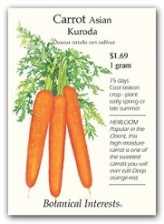 Carrot Asian Kuroda Heirloom Seeds 275 Seeds