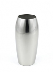 StainlessLUX 72202 Brilliant Oblong Stainless Steel Flower Vase, 4.6 Inches Diameter x 9.4 inches Height