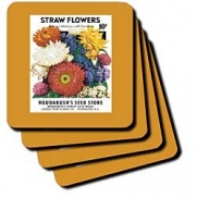 BLN Vintage Seed Packet Reproductions - Straw Flowers Choice Mixture Vintage Seed Packet Reproduction - Coasters - set of 8 Coasters - Soft