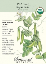Organic Sugar Snap Pea Seeds - 18 grams - Botanical Interests