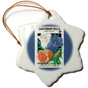 BLN Vintage Seed Packet Reproductions - Canterbury Bells Superb Mixture Seed Packet from Roudabush Seed - Ornaments - 3 inch Snowflake Porcelain Ornament (orn_169686_1)