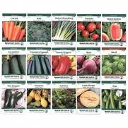 Heirloom Vegetable Garden Seed Collection - Assortment of 15 Non-GMO, Easy Grow, Gardening Seeds: Carrot, Onion, Tomato, Pea, More