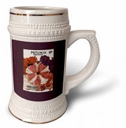 BLN Vintage Seed Packet Reproductions - Petunia Rainbow Mixture Red and White, Red and Purple Flowers - 22oz Stein Mug (stn_170703_1)