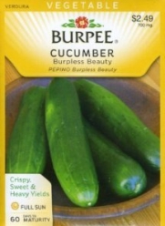Burpee Cucumber Burpless Beauty 25 Hybrid Seeds per Packet