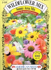American Seed Wildflower Mix, Sunny Area Mix, 100 Square Foot Shaker Box (2 Ounce)