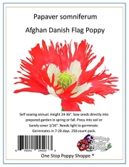 Papaver Somniferum Danish Flag Afghan Poppy 250 Seeds. One Stop Poppy Shoppe® Brand.